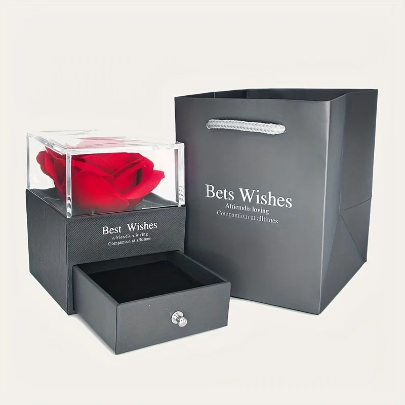 Collar Corazón Rosa de Lujo con Caja de Rosas.