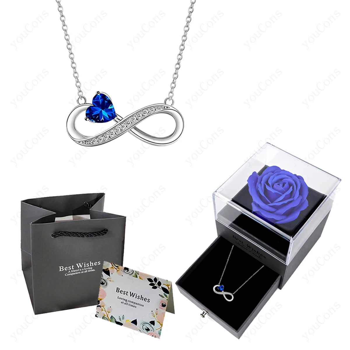 Collar Corazón Rosa de Lujo con Caja de Rosas.