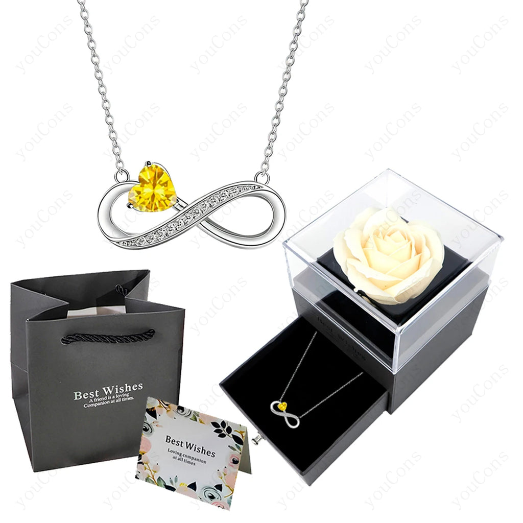 Collar Corazón Rosa de Lujo con Caja de Rosas.