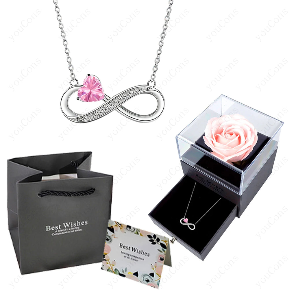 Collar Corazón Rosa de Lujo con Caja de Rosas.