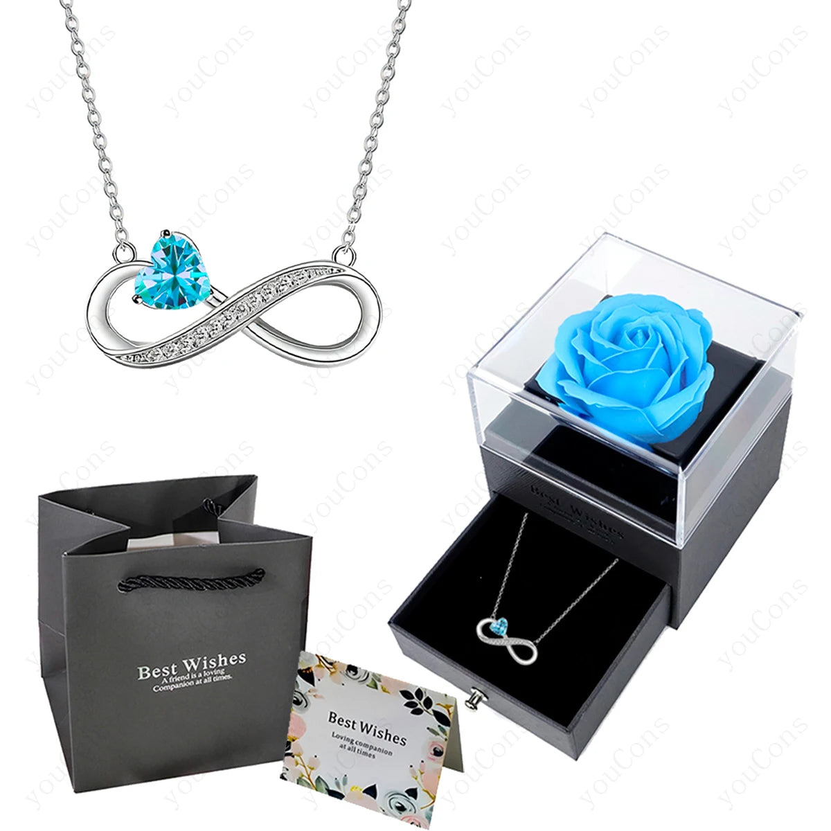 Collar Corazón Rosa de Lujo con Caja de Rosas.