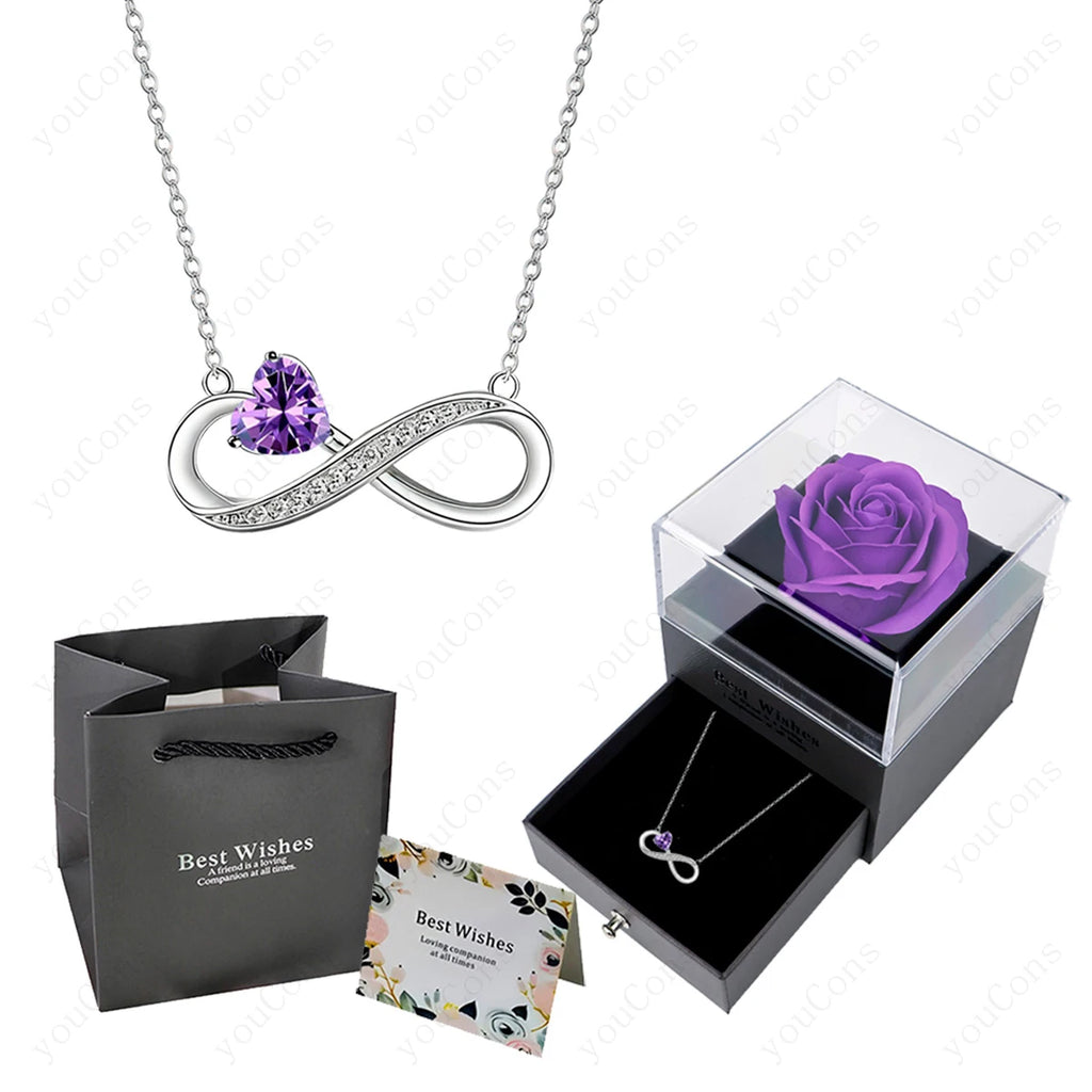 Collar Corazón Rosa de Lujo con Caja de Rosas.