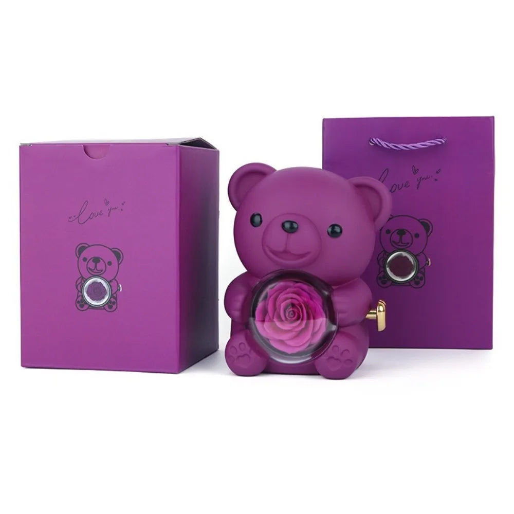 Oso Romántico Giratorio con Rosa y Caja para Joyas.