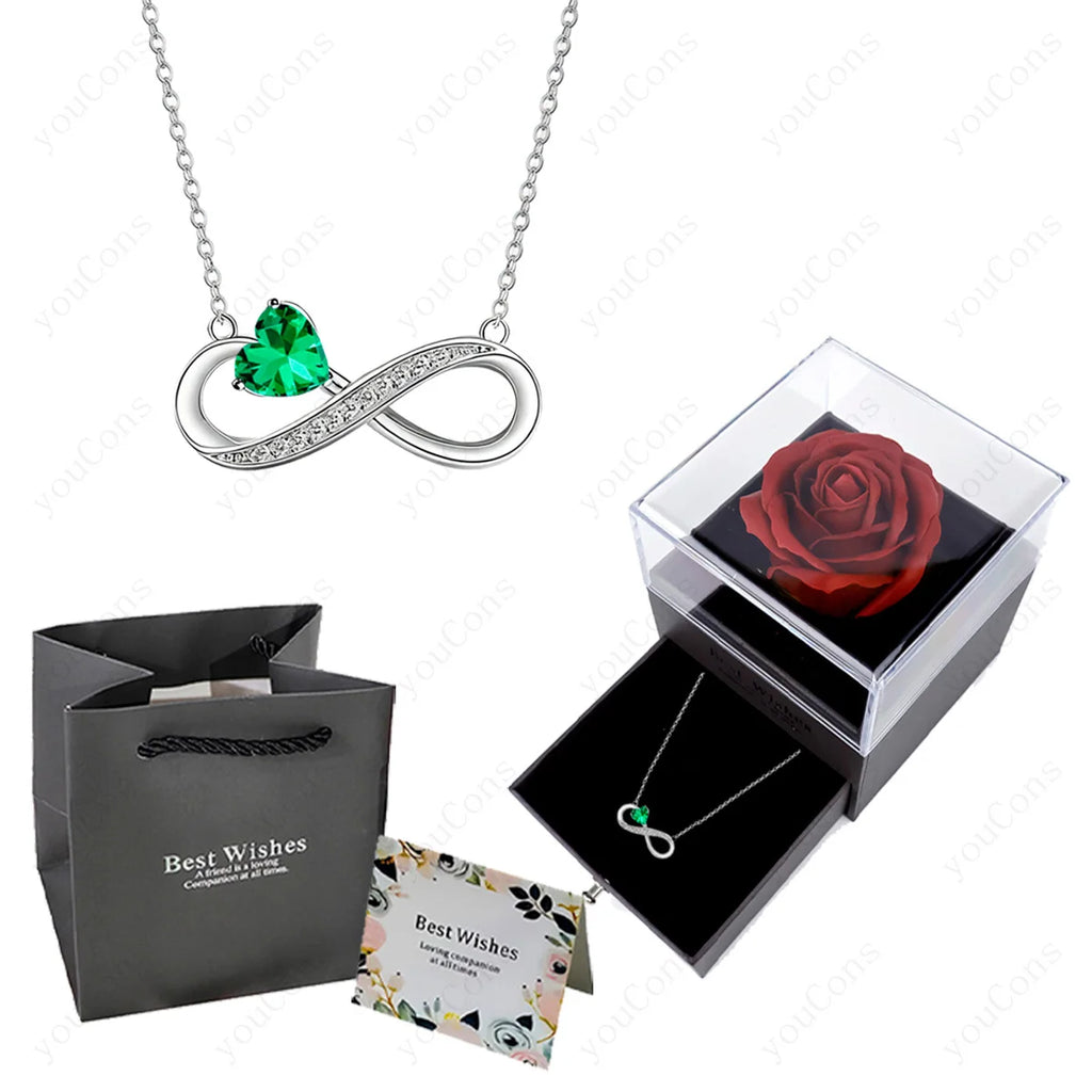 Collar Corazón Rosa de Lujo con Caja de Rosas.