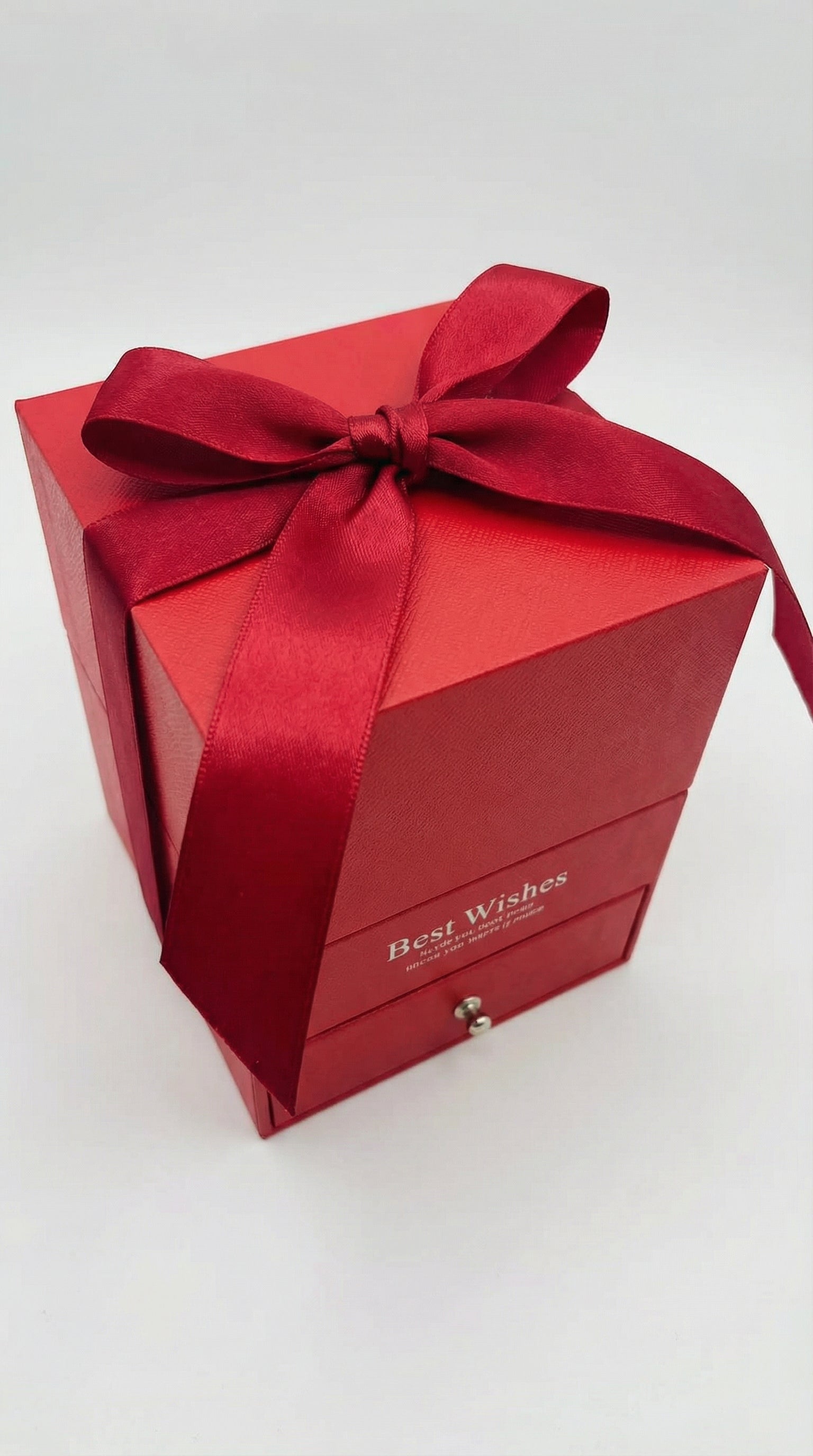 Caja de Joyería Doble Puerta con Rosa Eterna y Collar Corazón.